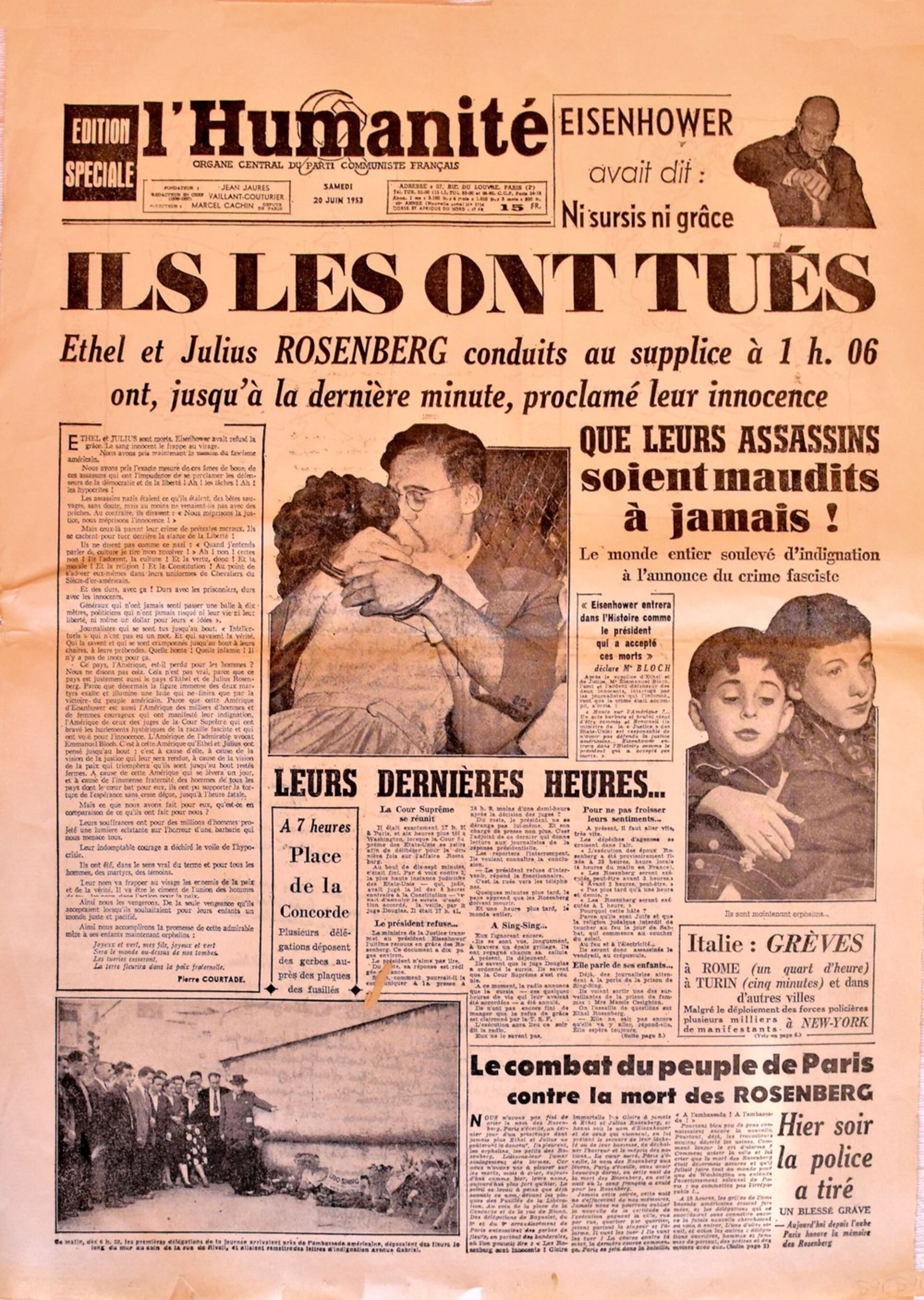 L´Humante 20.Juni 1953 -Ehepaar Rosenberg (spät...