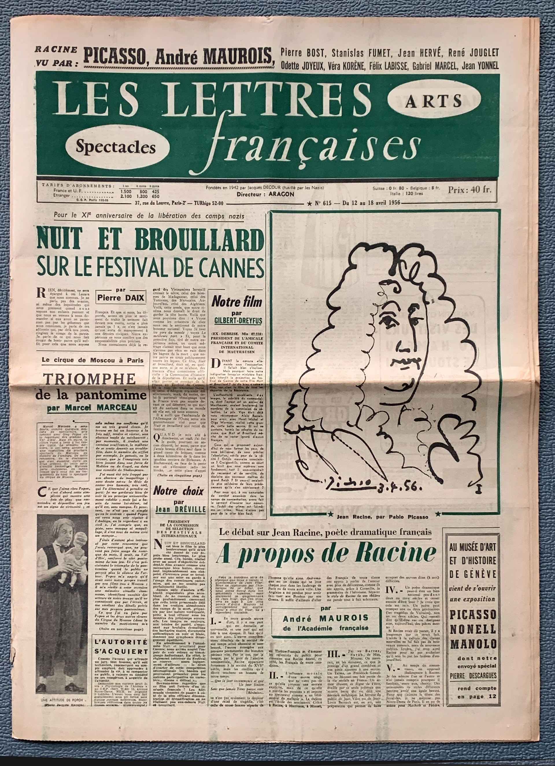 Les Lettres francaises 615 - 12 -18. April 1956...