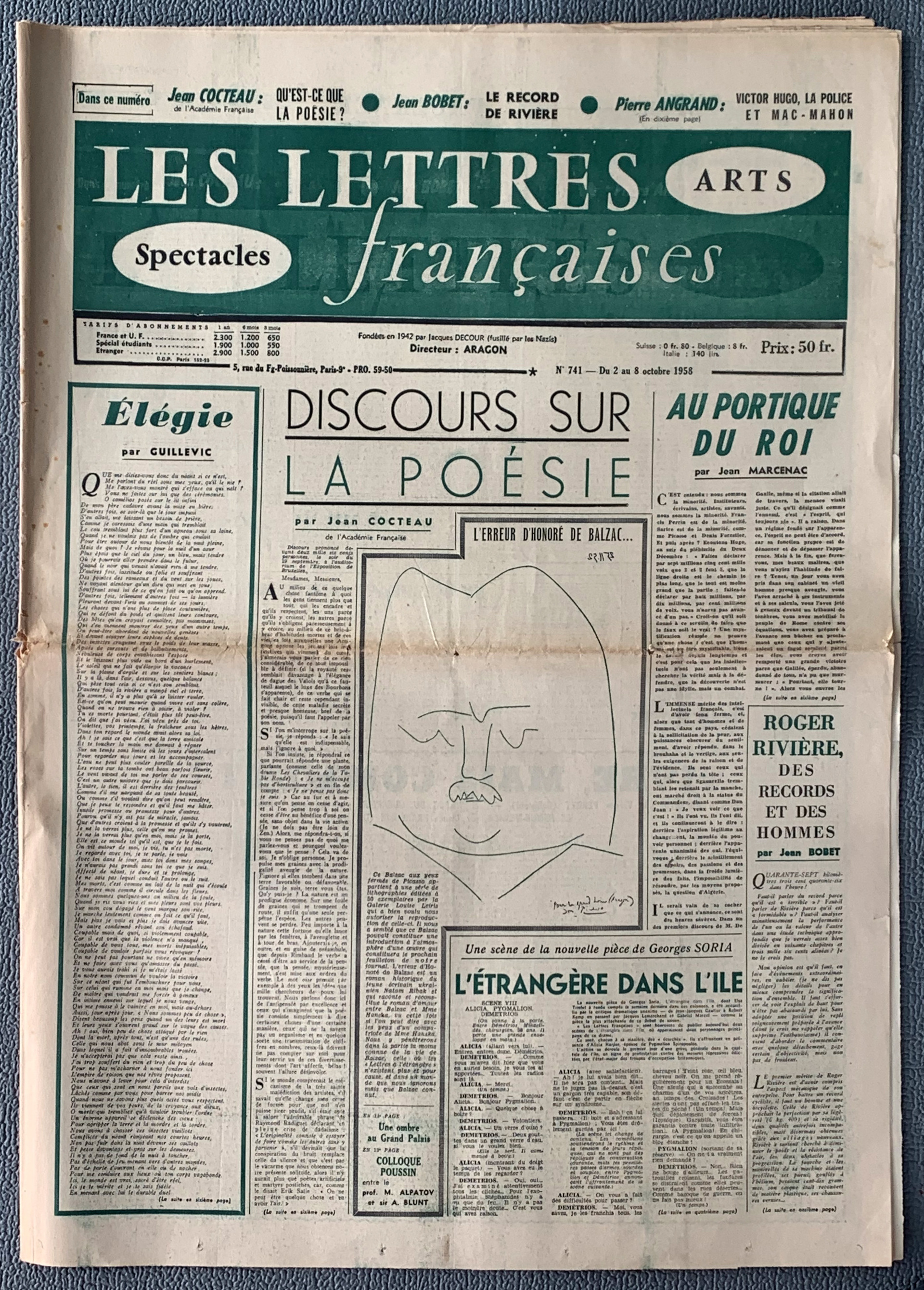Les Lettres francaises 741 - 2. - 8. Oktober 19...