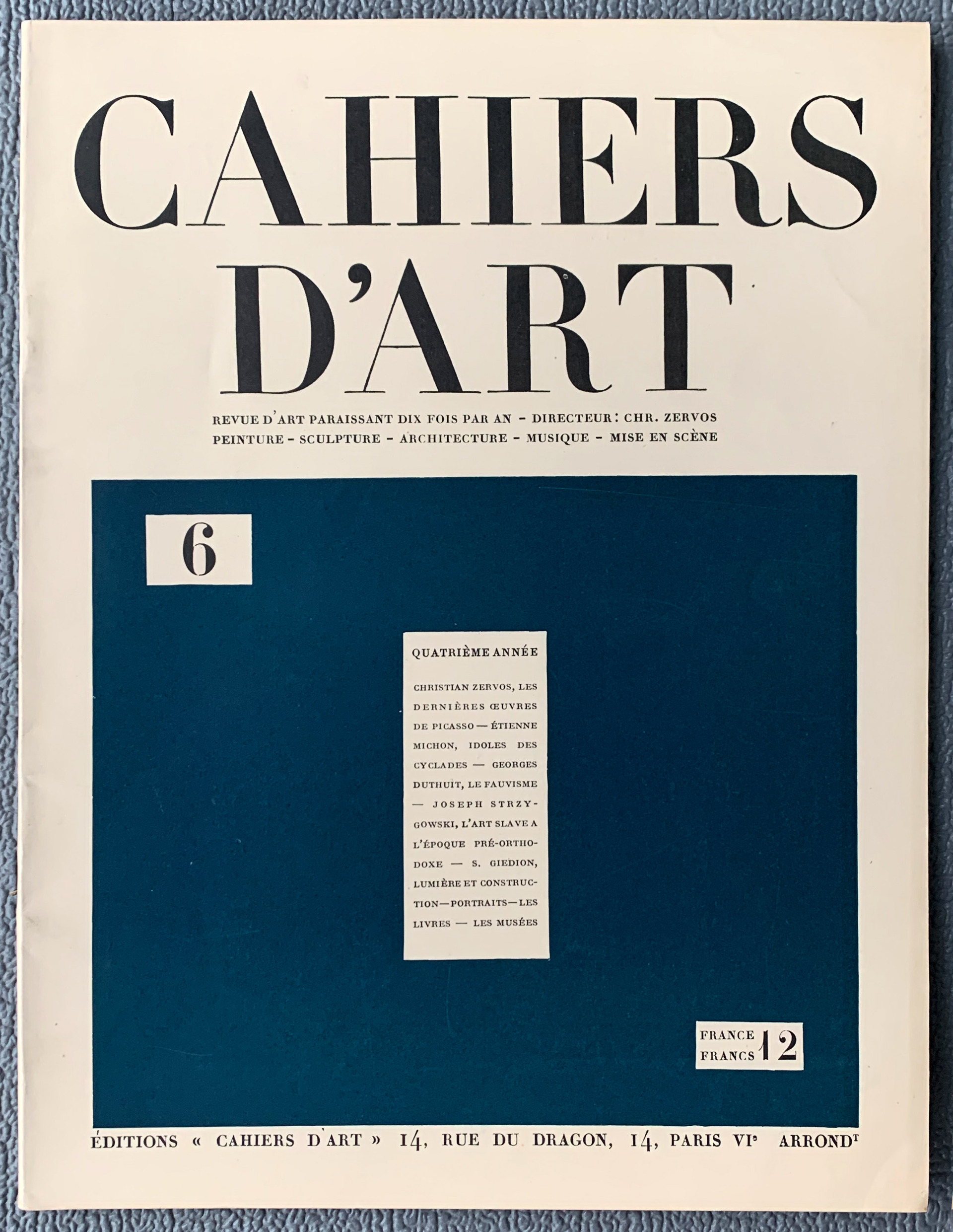 Cahiers d ´Art quartieme anne