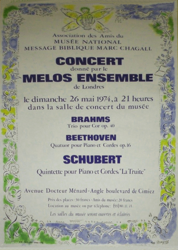 Konzertplakat 1974 Melos Ensemble, London  Sorl...