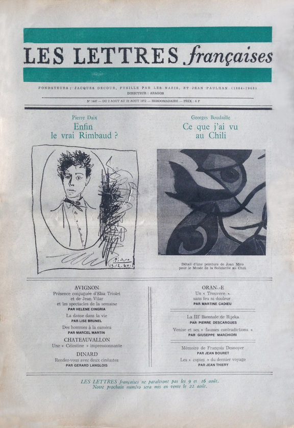 Les Lettres francaises 2. Aug.-22.Aug. 1972, Nr...