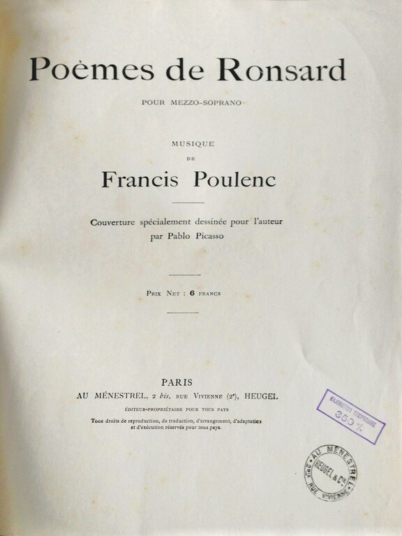 Poemes de Ronsard - FRANCIS POULENC