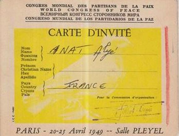 Friedenskongress 1949 - Salle Pleyel - Einladun...