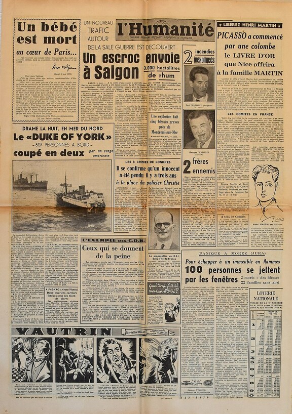 L´Humanite 7. März 1953 - Rückseite: Liberez He...