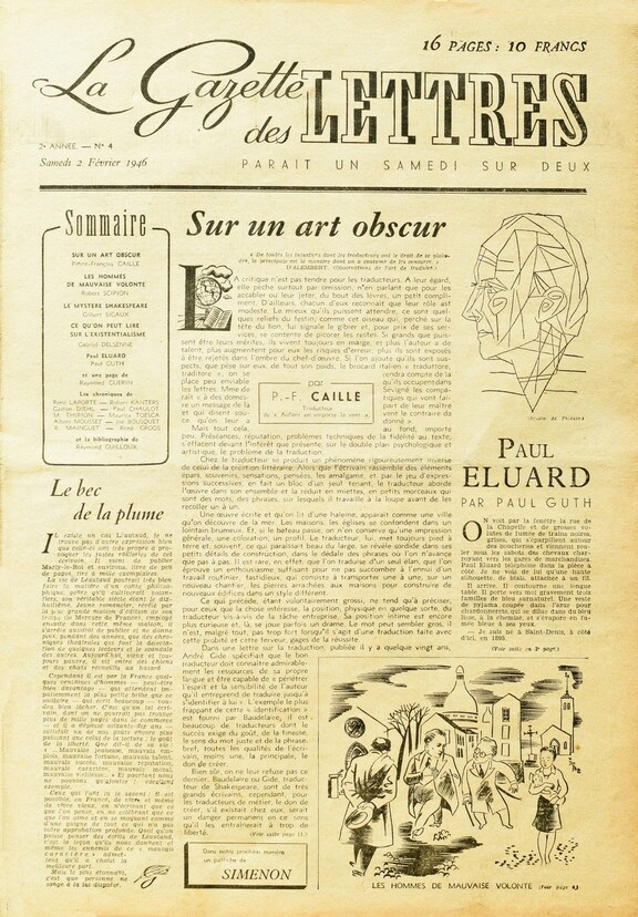 La Gazette des Lettres - Paul Eluard 2.2.1946
