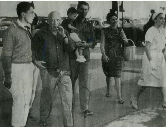 Picasso mit Henri Dante Alberti, Cannes 1958