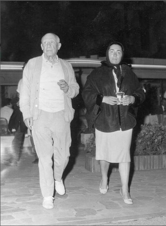Picasso und seine Gattin Jacqueline, 1967