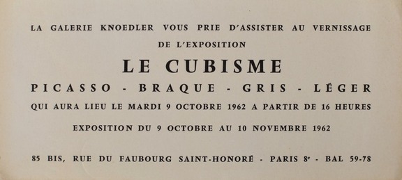 Galerie Knoedler - Le Cubisme 1962