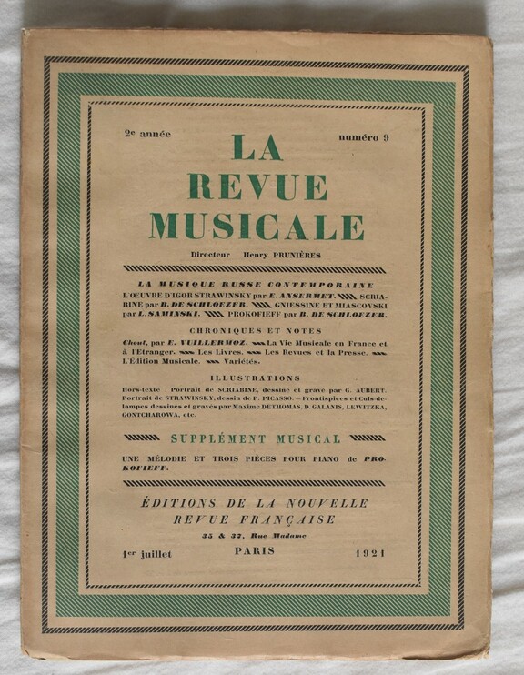 Revue musical Juli 1921 Stravinsky