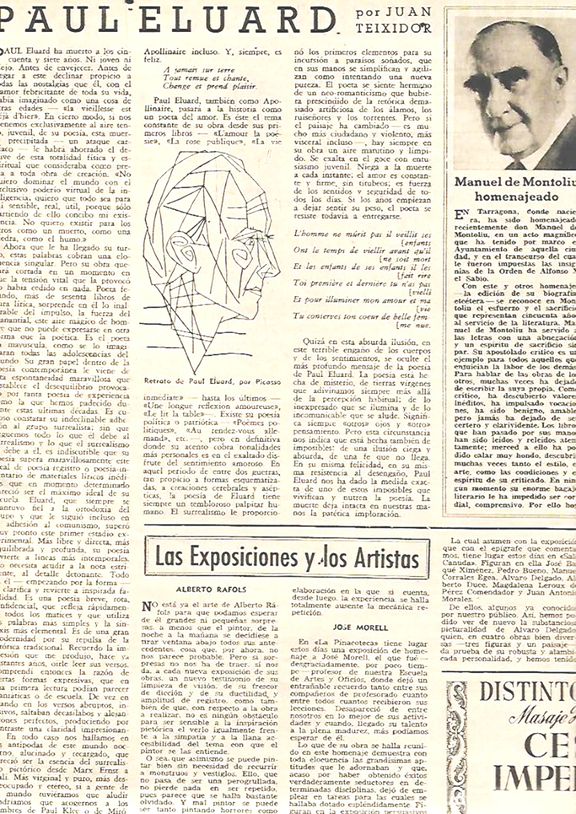 Paul Eluards Tod-spanischer Zeitungsartikel