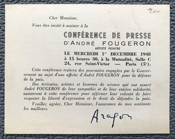 Conferende d Presse 1948 - Fougeron, sign. v. A...