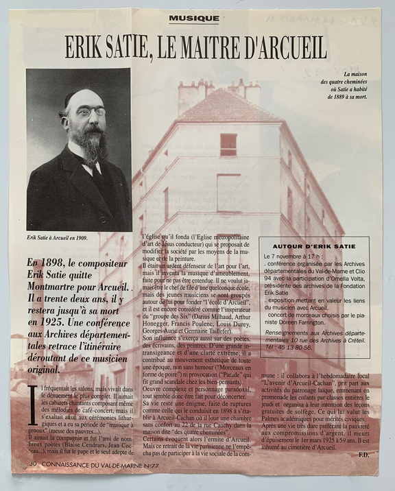 Erik Satie  - Ausschnitt aus Zeitschrift