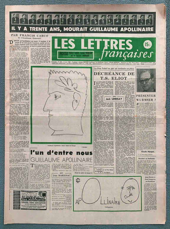 Les Lettres francaises  - Apollinaire -11.Nov.1...