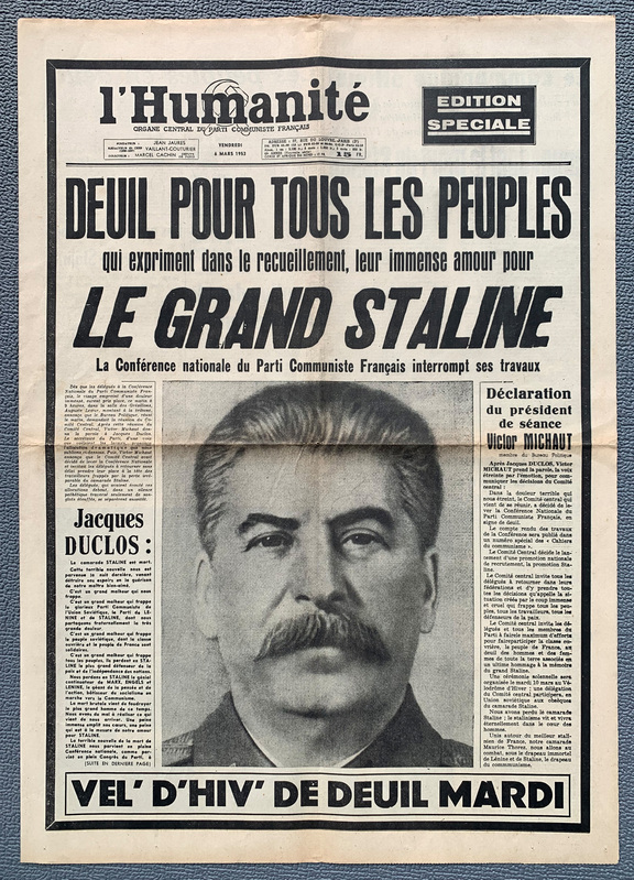 L´Humanite 6.3.1953 - Le Grand Staline