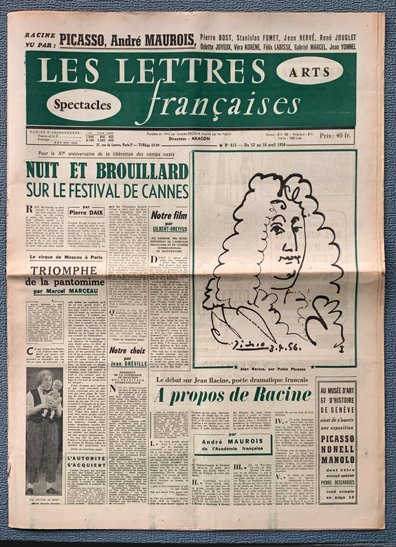 Les Lettres francaises 12 -18. April 1956, Nr. ...