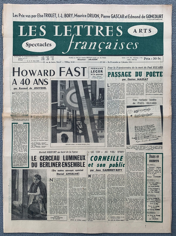 Lettres francaises 544 - 25.11. - 2.12. 1954 