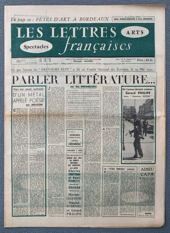 Lettres francaises 518 -  27.5 -  3.6. 1954