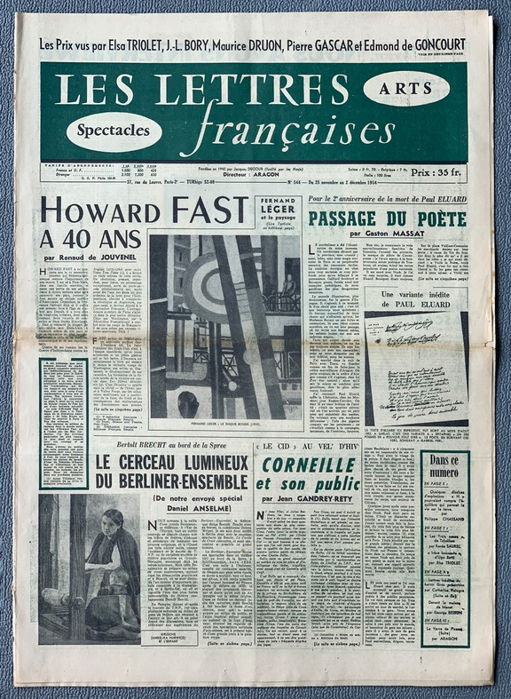 Lettres francaises 544-  25.11-  2.12. 1954  - ...