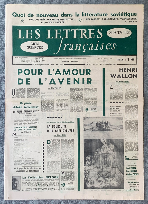 Lettres francaises 955 -  7. -  13.12. 1962 - C...
