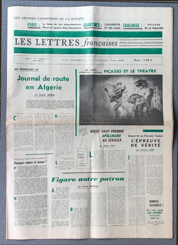 Les Lettres francaises  1087 -  1 - 7. Juli 1965 