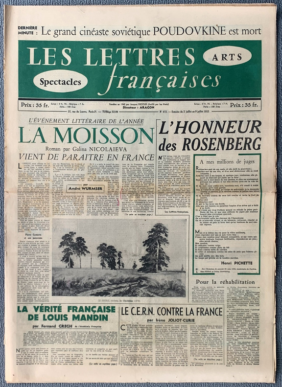 Les lettres francaises 472  -  2.- 9. März 1953...