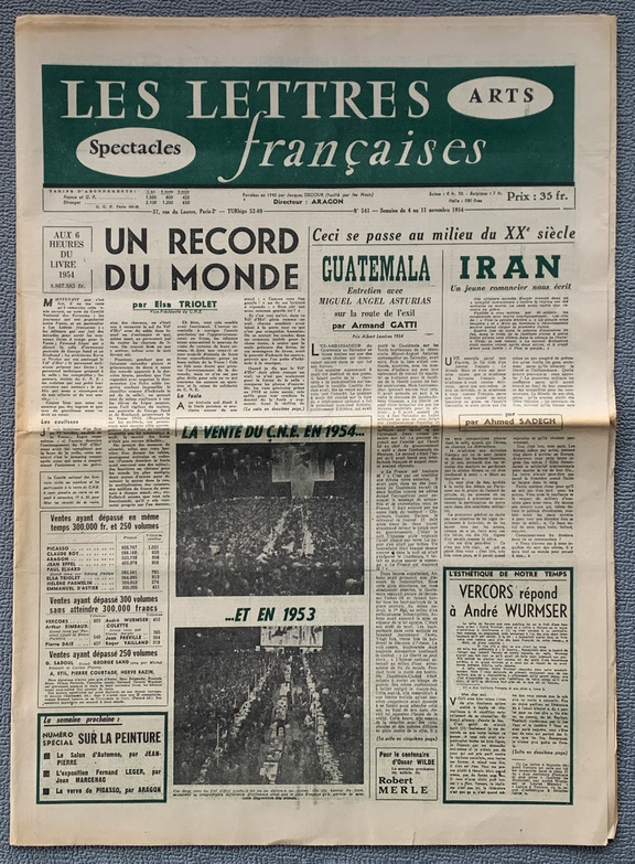 Lettres francaises 541 -  4 -11. November 1954 ...
