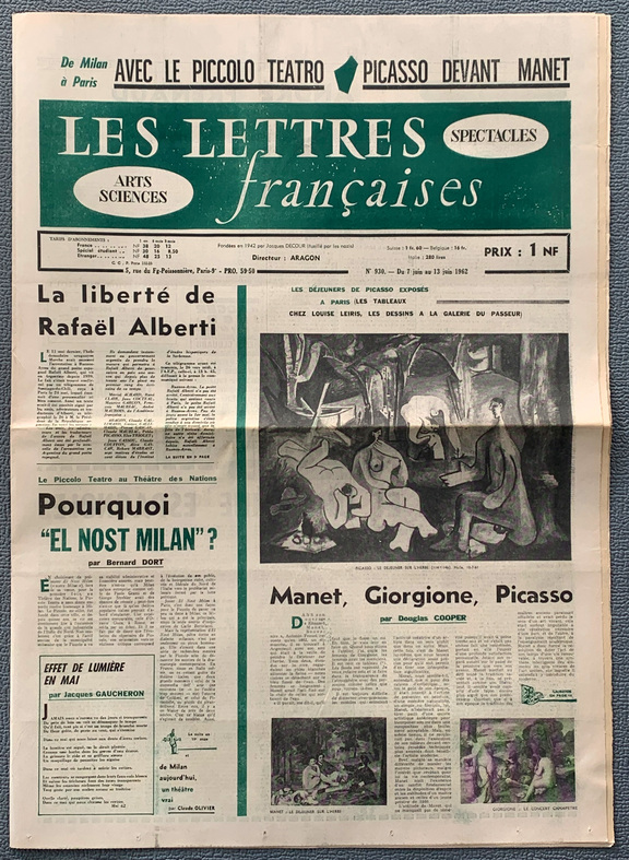 Les Lettres francaises 930 - 7-13. Juni 1962
