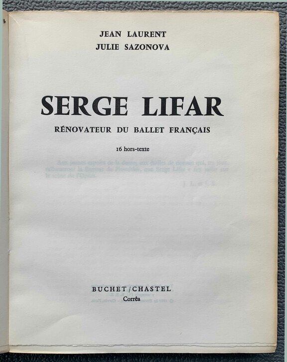 Serge Lifar - Renovateur du Ballet francais -  ...