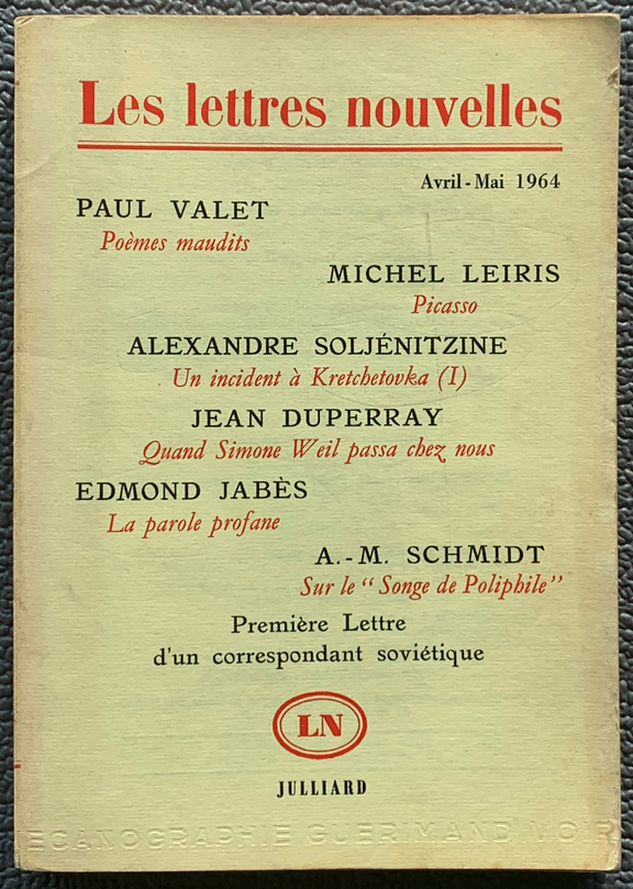 Les lettres Nouvelles April-Mai 1964 , Michel L...